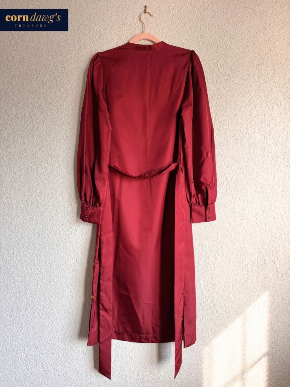 Scotch & Soda Burgundy Satin Midi Dress - Size M - Picture 8 of 10